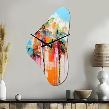 Palm Trees Palm V - Asymmetric Metal Wall Clock